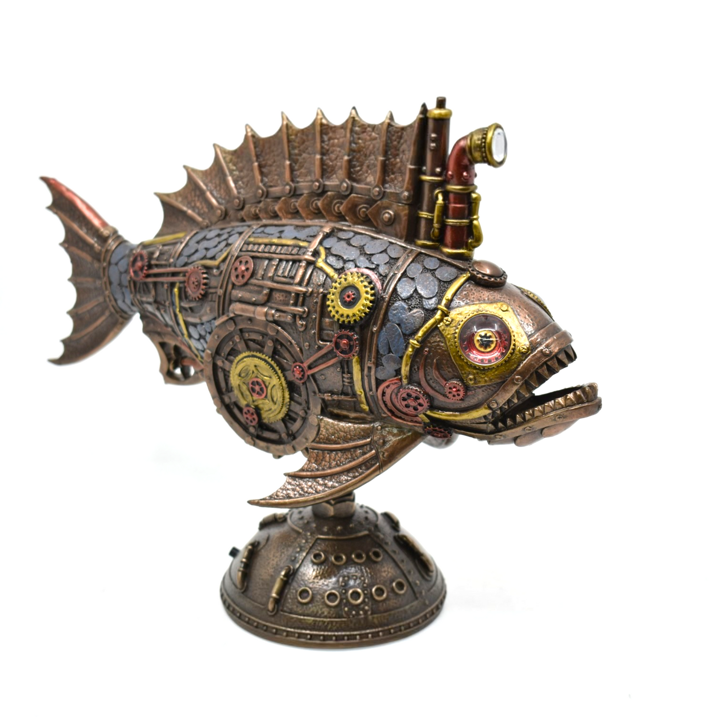 Steampunk Balık Dekoratif Heykel | Mekanik Denizcilik Koleksiyon Figürü 31 cm