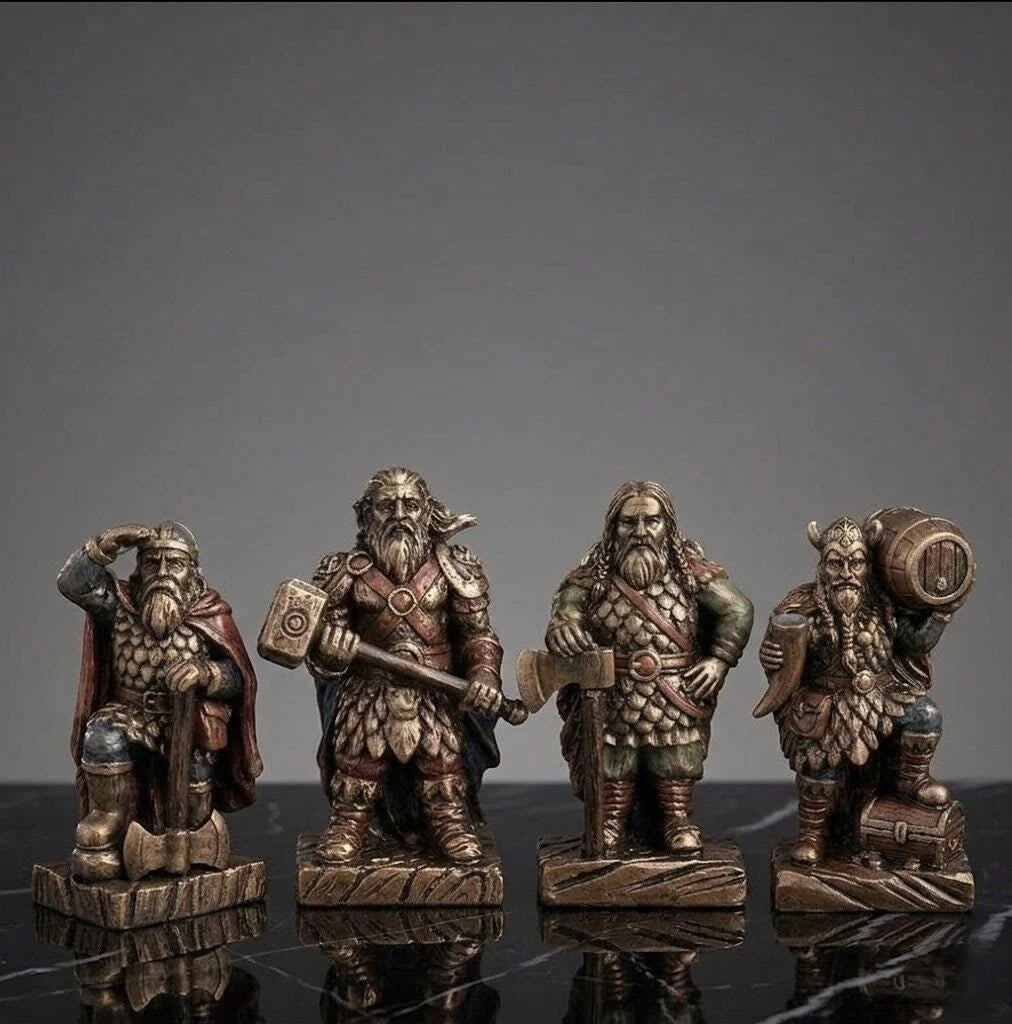 Veronese Design 4'lü Viking Savaşçıları Dekoratif Figür Seti 7,5 cm