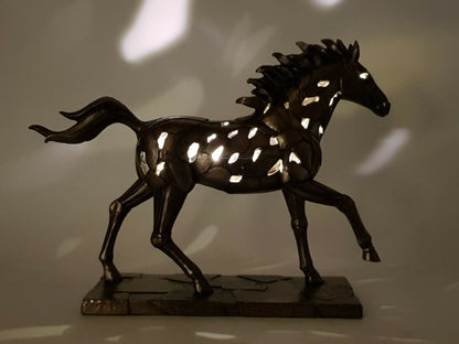 Veronese Design Illuminated Horse Figurine Bronze Look Decorative Sculpture 30.5 cm