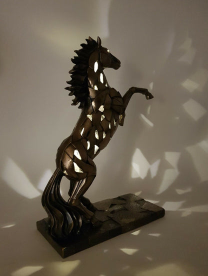 Veronese Design Light-Up Horse Figurine Bronze-Look Decorative Statue 28.5 cm