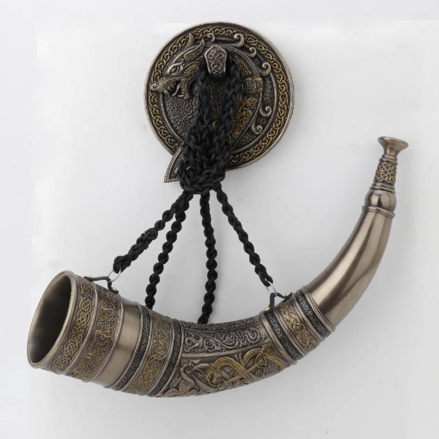 Viking Boynuzu Dekoratif Duvar Askılığı | İskandinav İçki Boynuzu 36 cm